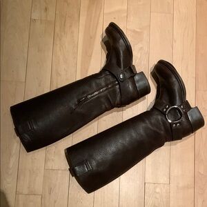 Miu miu boots brown leather distressed parts on purpose